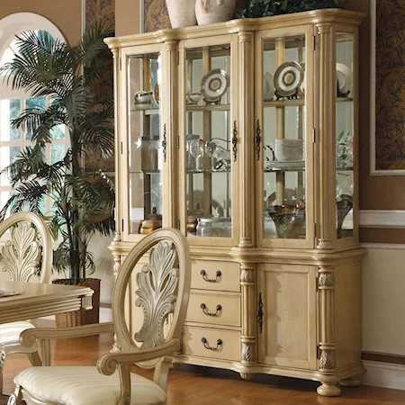 Hutch & Buffet with Pilasters and Bun Feet